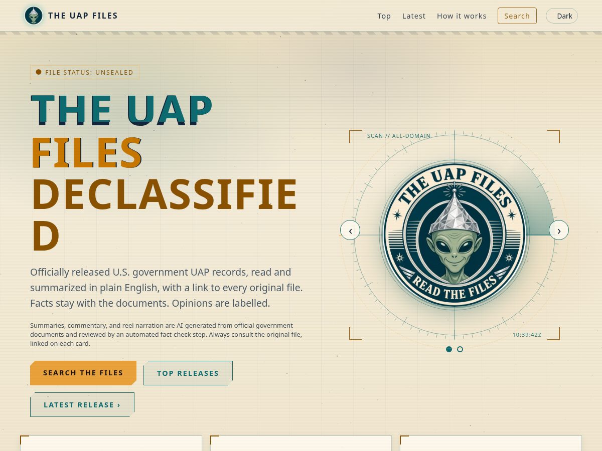 Landing-page snapshot of theuapfiles.net