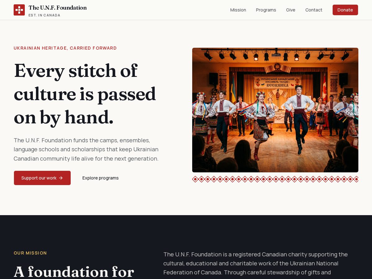 Landing-page snapshot of theunffoundation.org