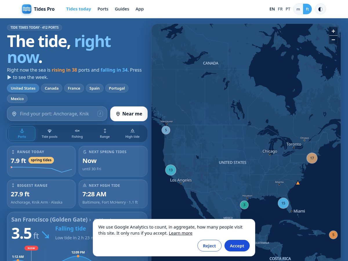 Landing-page snapshot of tidespro.app
