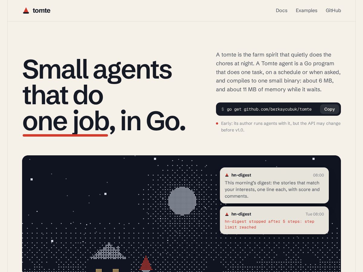Landing-page snapshot of tomte.run