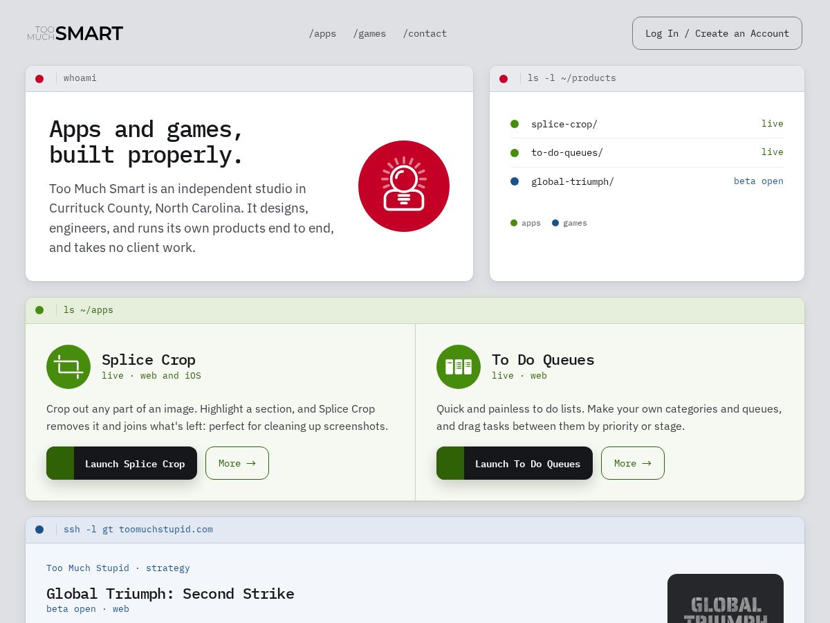Landing-page snapshot of toomuchsmart.net