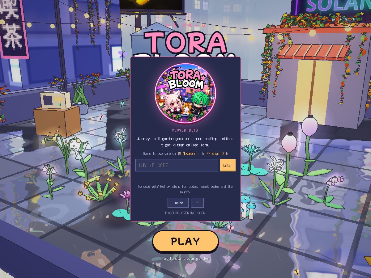 Landing-page snapshot of torabloom.xyz