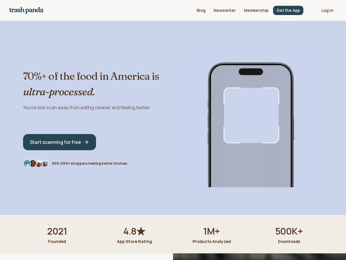 Landing-page snapshot of trashpanda.tech