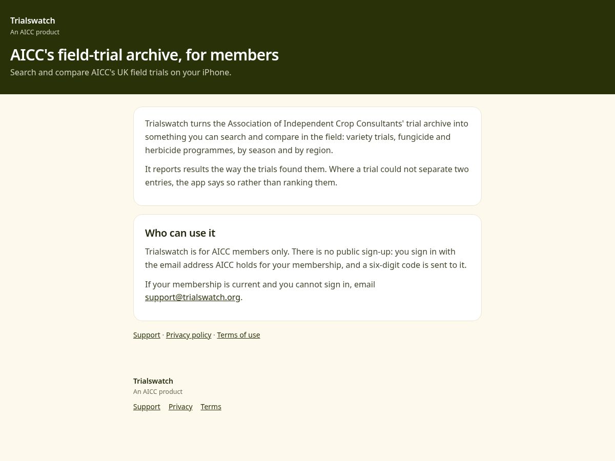 Landing-page snapshot of trialswatch.org