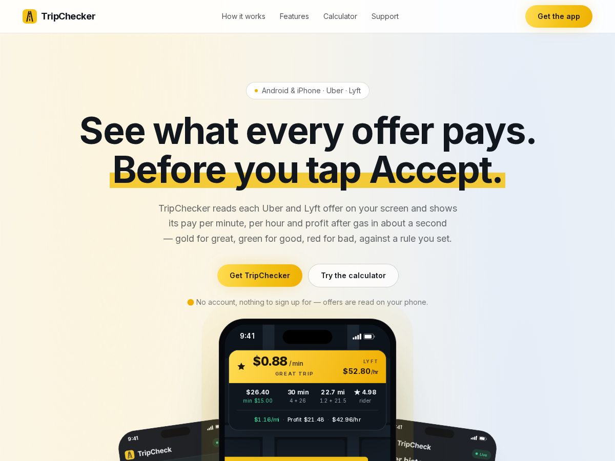 Landing-page snapshot of tripchecker.app