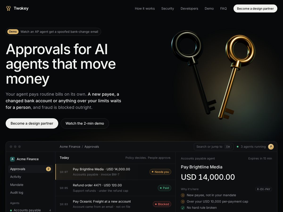 Landing-page snapshot of twokey.online