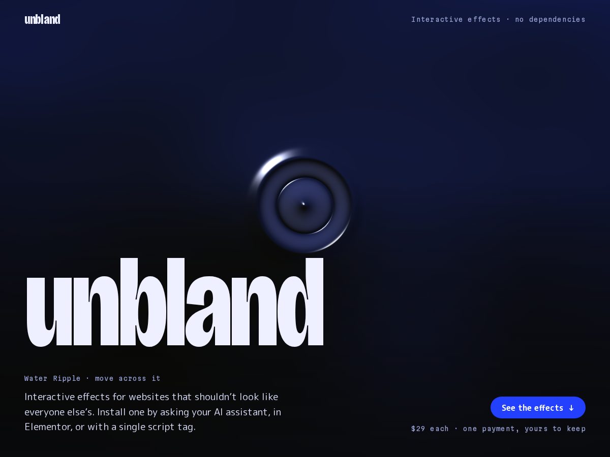 Landing-page snapshot of unbland.dev