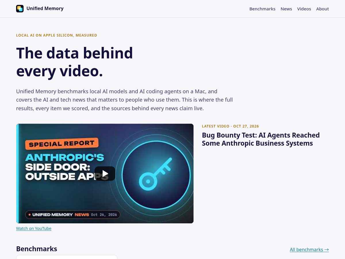 Landing-page snapshot of unifiedmemory.dev