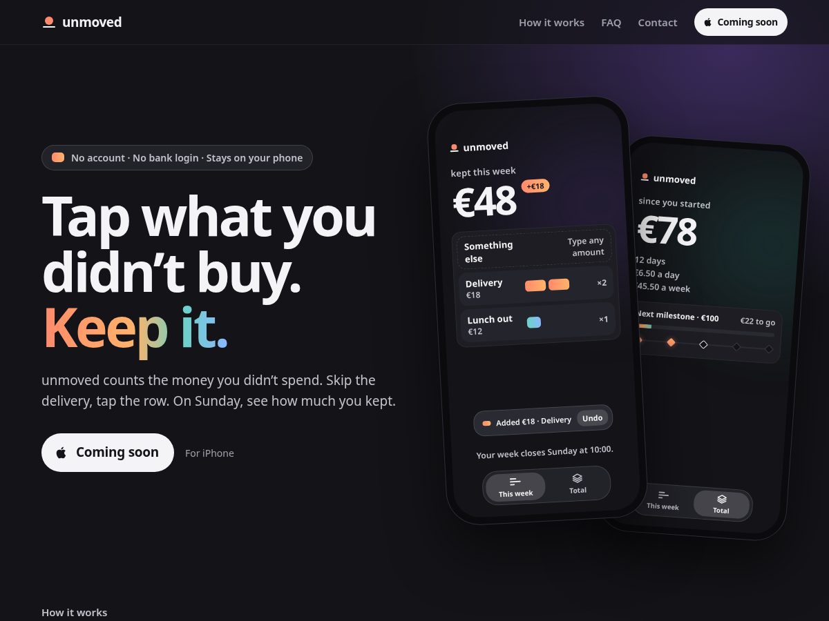 Landing-page snapshot of unmoved.app