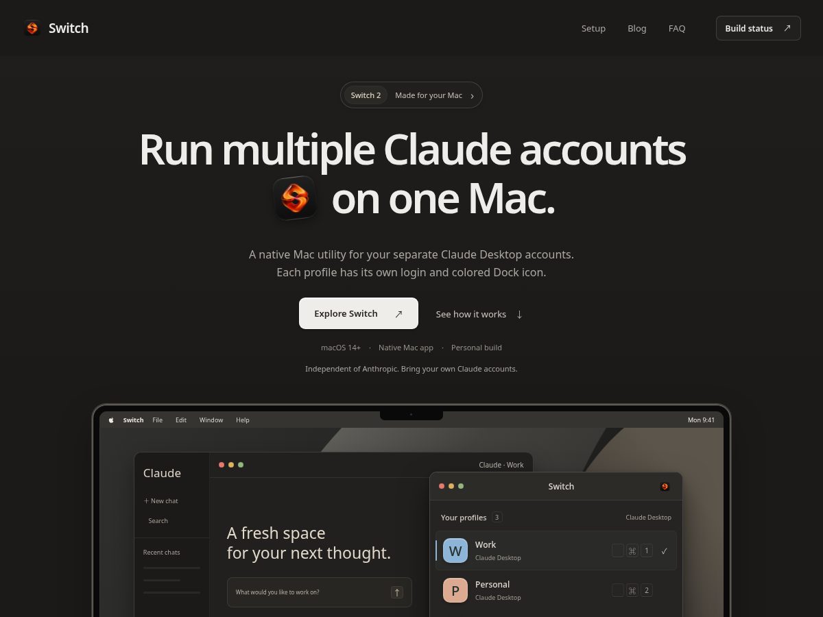 Landing-page snapshot of useswitch.app