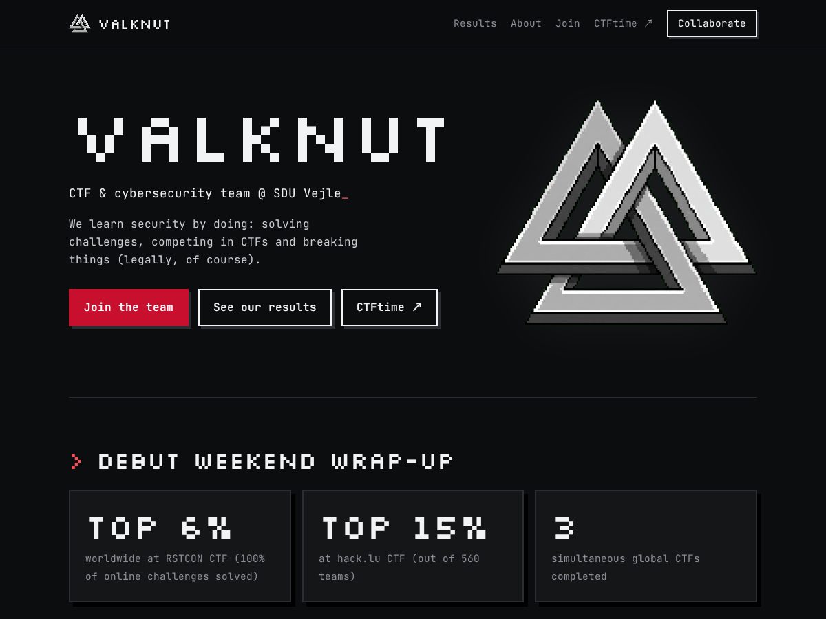 Landing-page snapshot of valknut.run