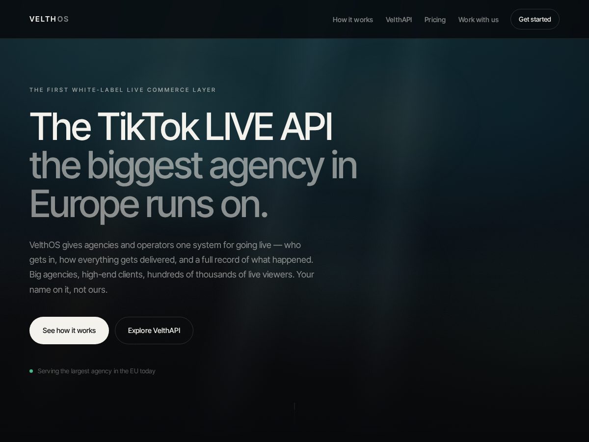 Landing-page snapshot of velthos.xyz
