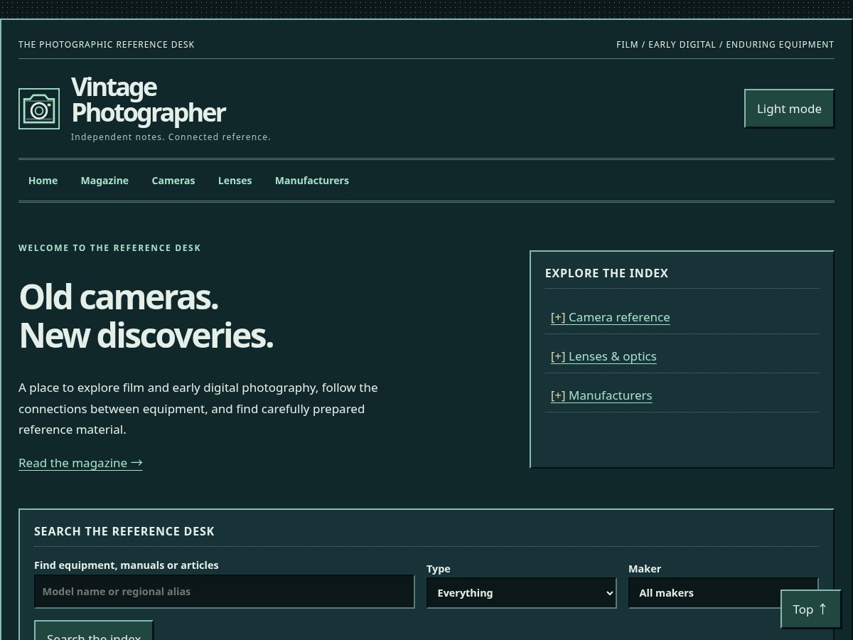 Landing-page snapshot of vintagephotographer.org