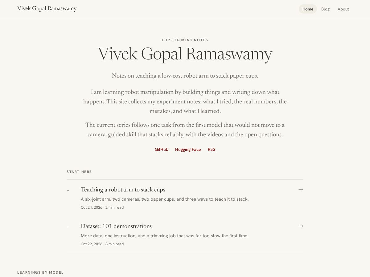 Landing-page snapshot of vivekgr.dev