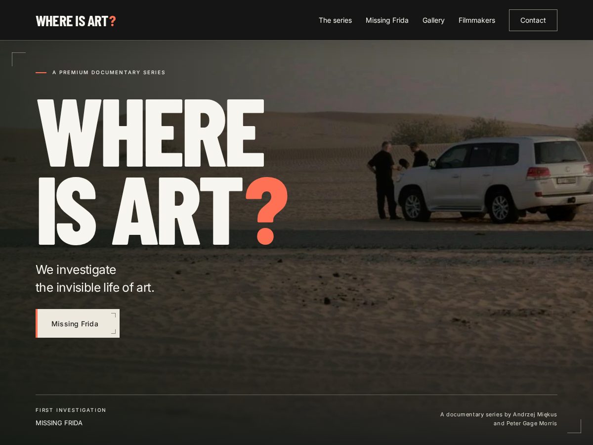 Landing-page snapshot of whereisart.film