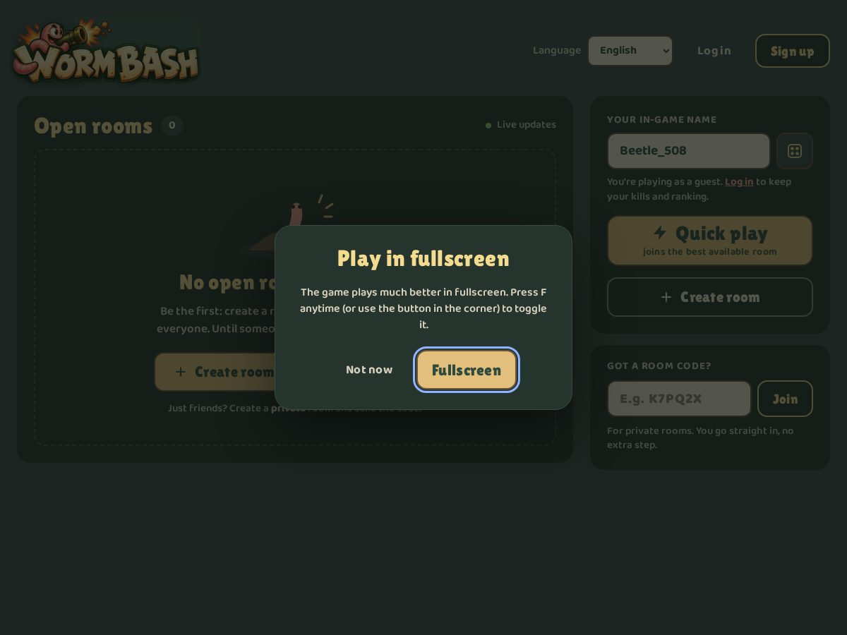 Landing-page snapshot of wormbash.fun
