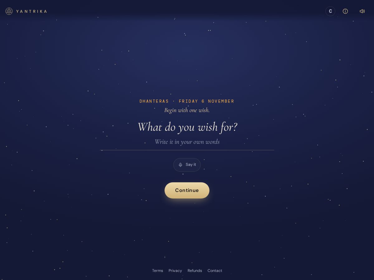 Landing-page snapshot of yantrika.shop