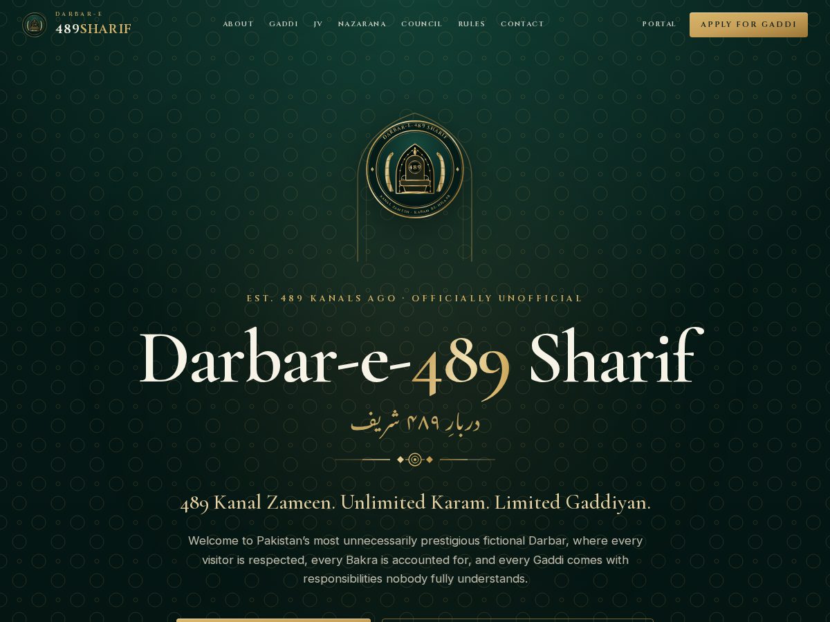 Landing-page snapshot of 489sharif.com