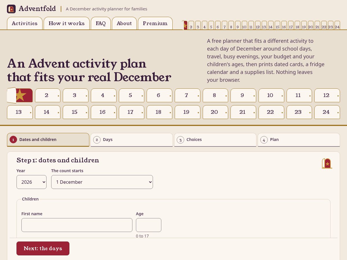 Landing-page snapshot of adventfold.com