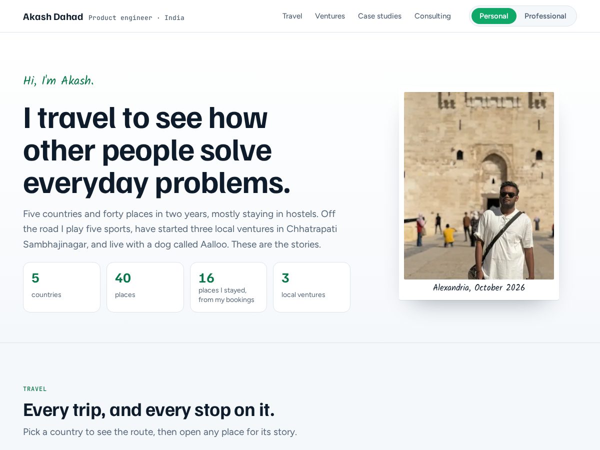 Landing-page snapshot of akashdahad.com