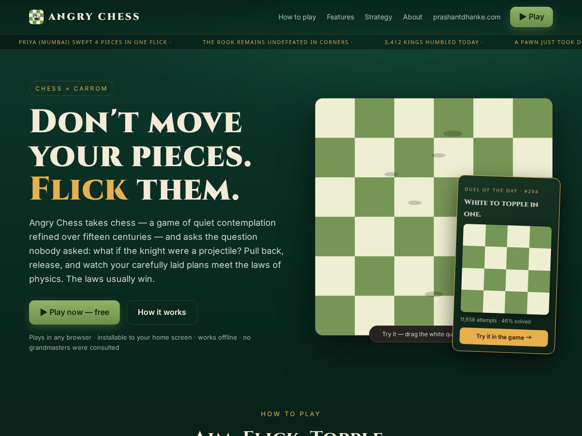 Landing-page snapshot of angrychess.com
