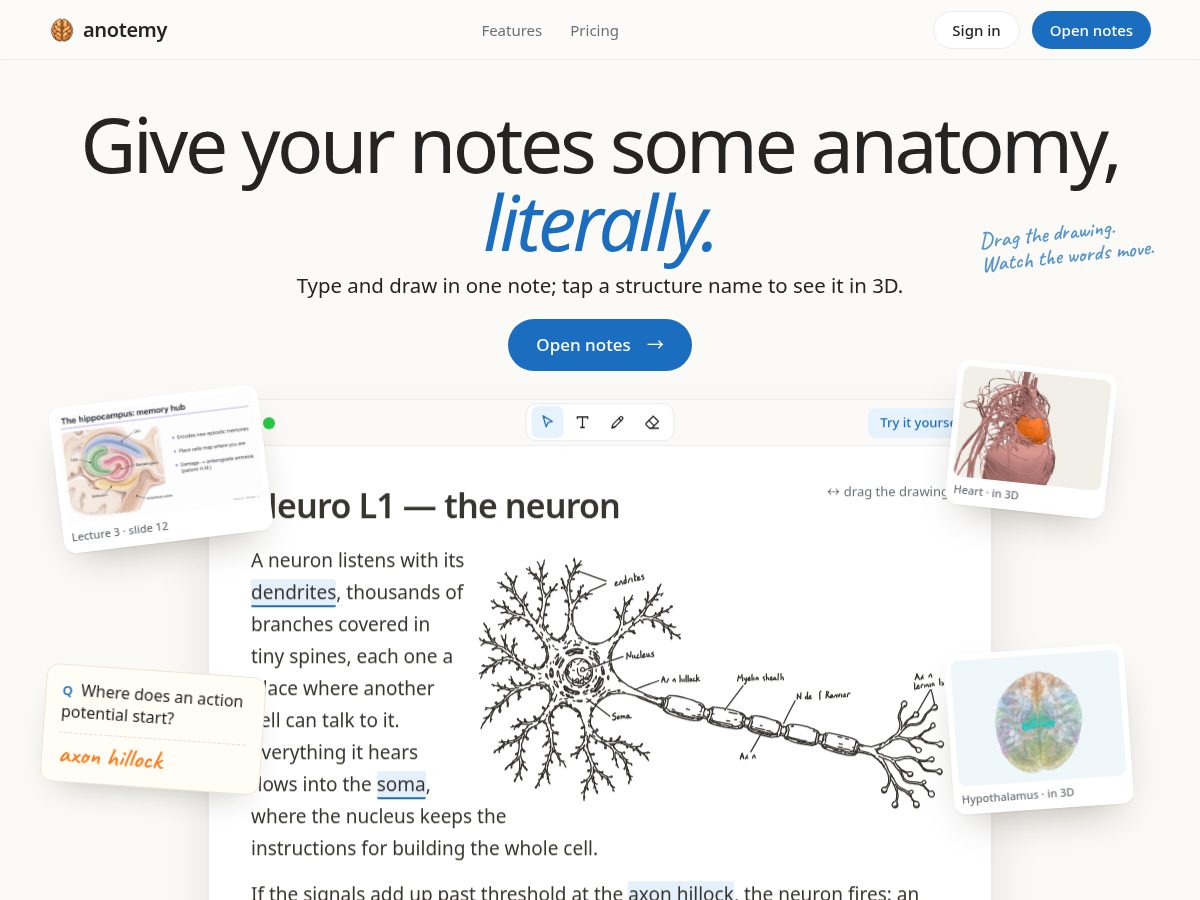 Landing-page snapshot of anotemy.com