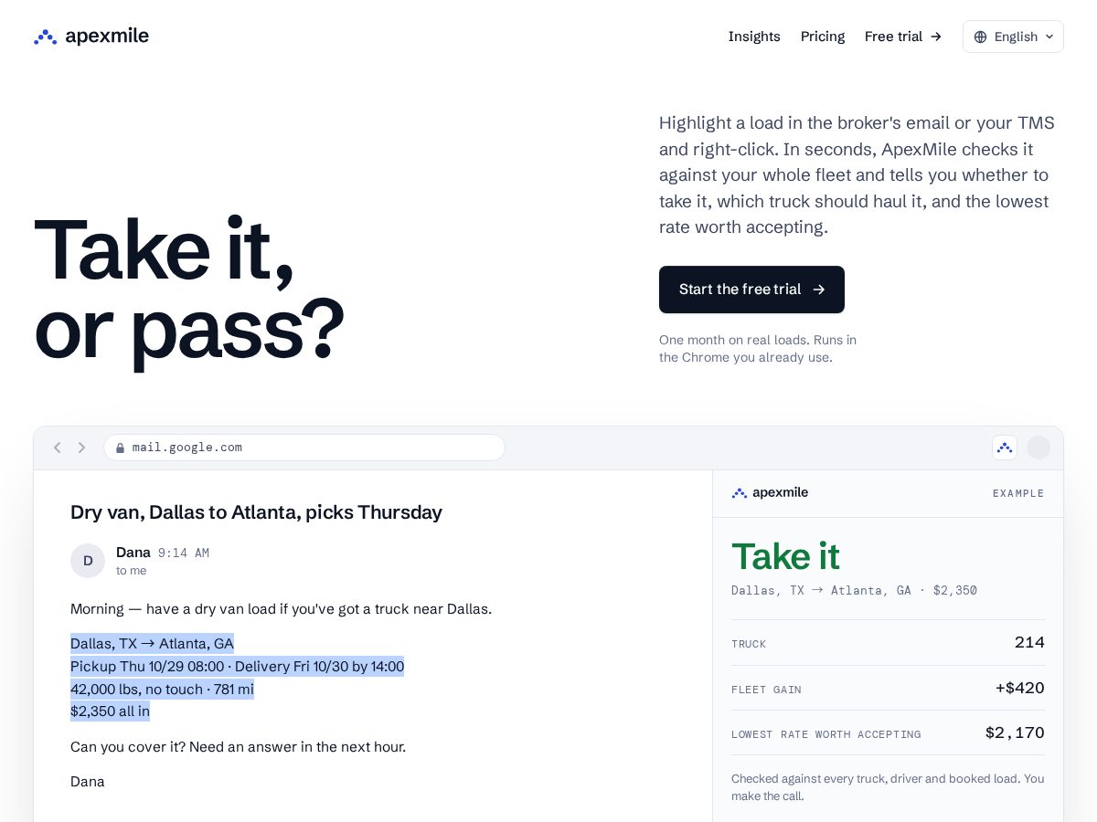 Landing-page snapshot of apexmile.com