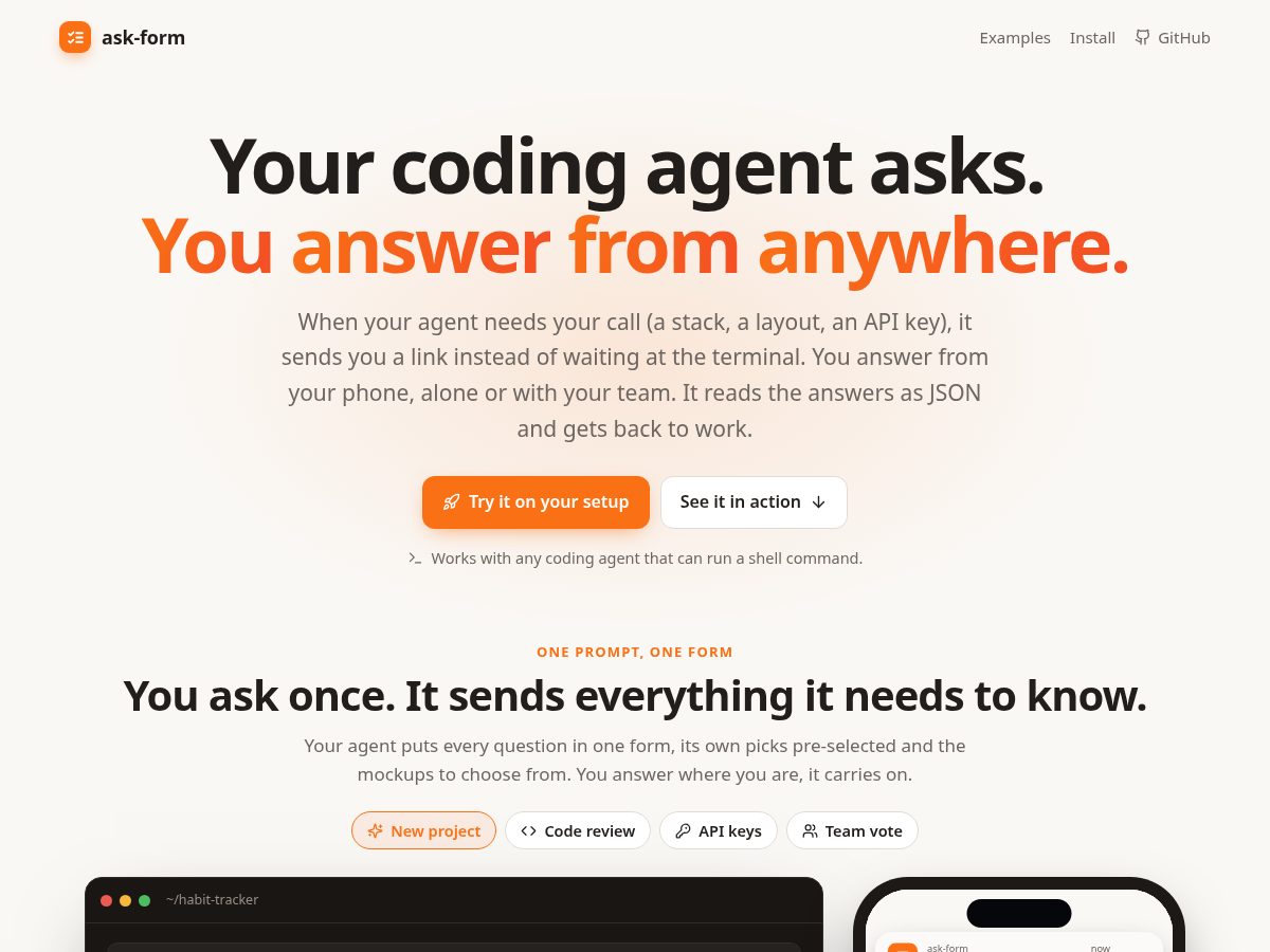 Landing-page snapshot of ask-form.xyz