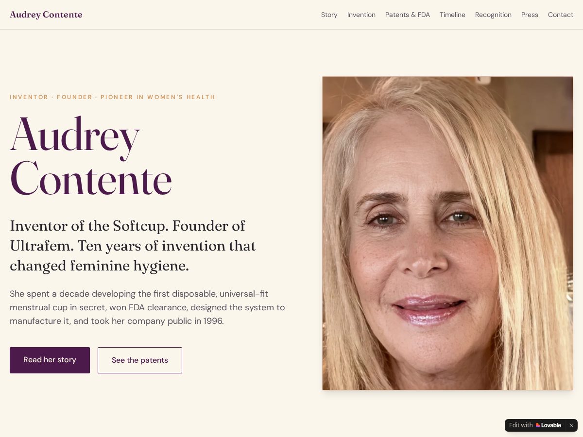 Landing-page snapshot of audreycontente.com