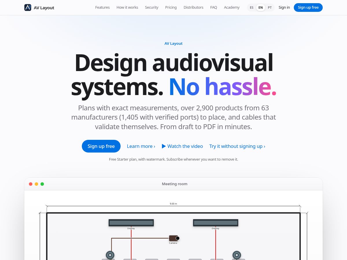 Landing-page snapshot of avlayout.net