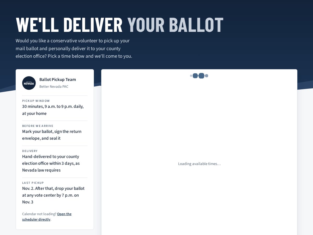 Landing-page snapshot of ballotpickupnv.com