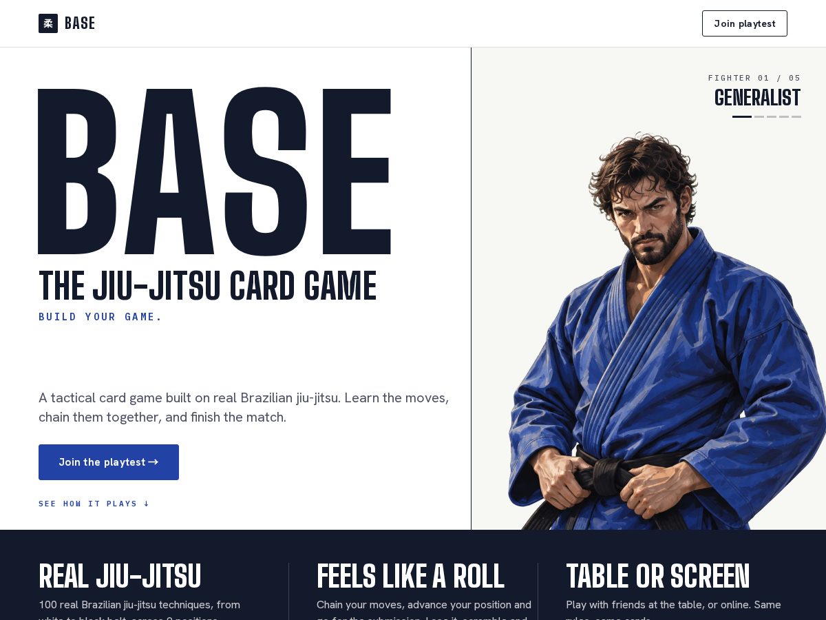 Landing-page snapshot of basebjjgame.com