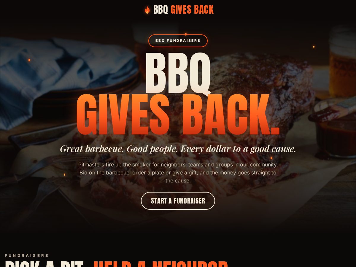 Landing-page snapshot of bbqgivesback.org