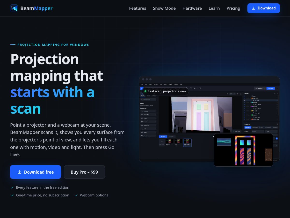 Landing-page snapshot of beammapper.com
