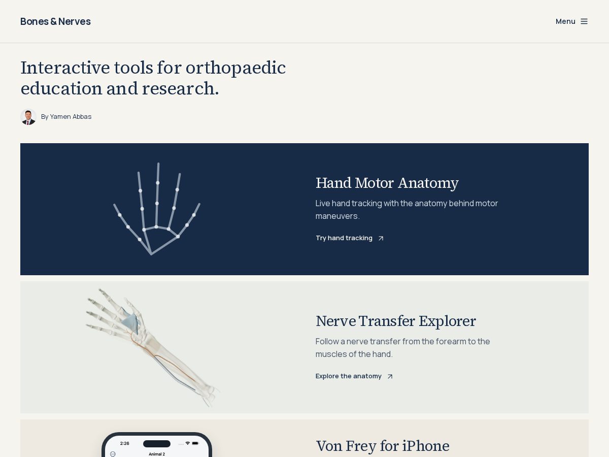 Landing-page snapshot of bonesnerves.com