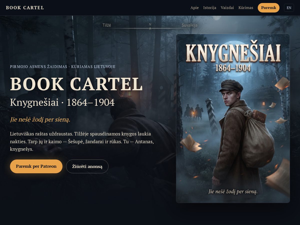 Landing-page snapshot of bookcartelgame.com