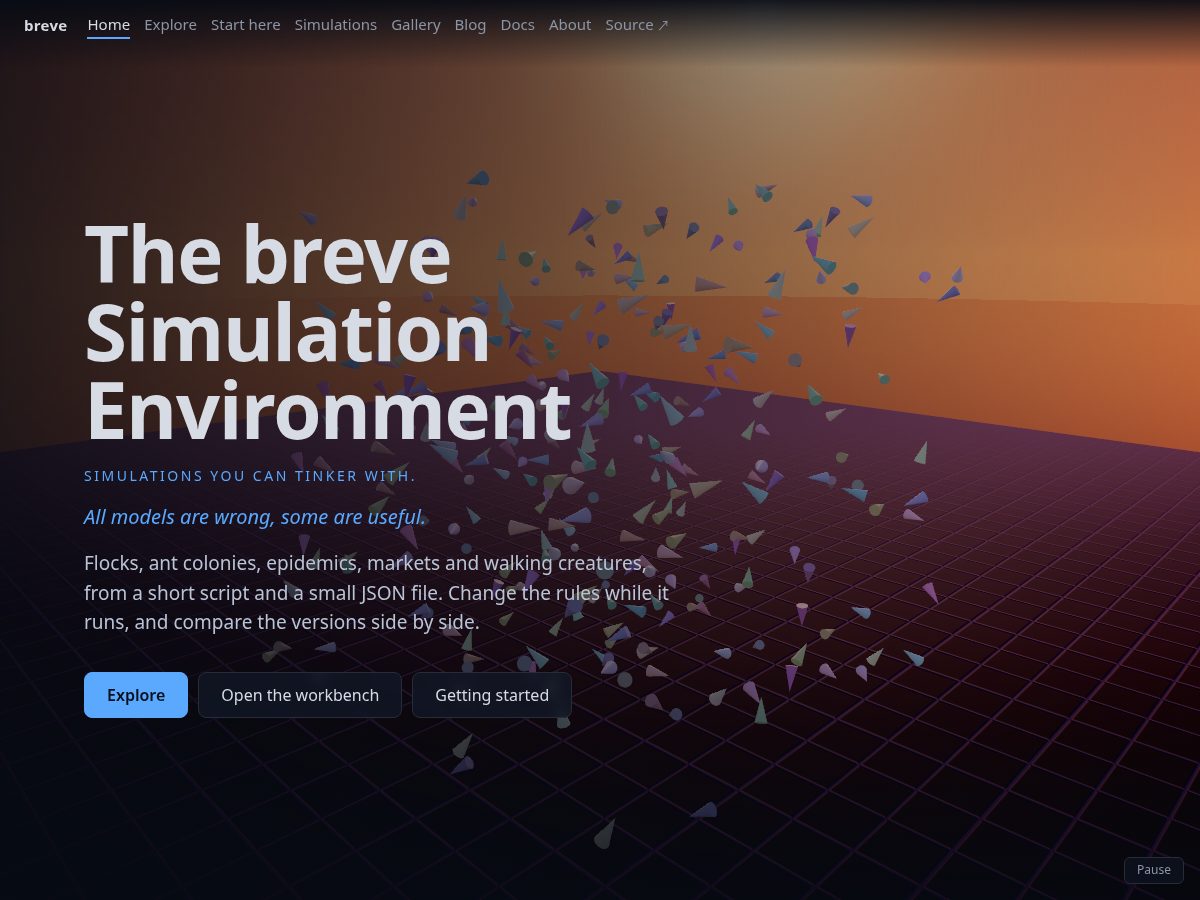 Landing-page snapshot of brevesimulation.org