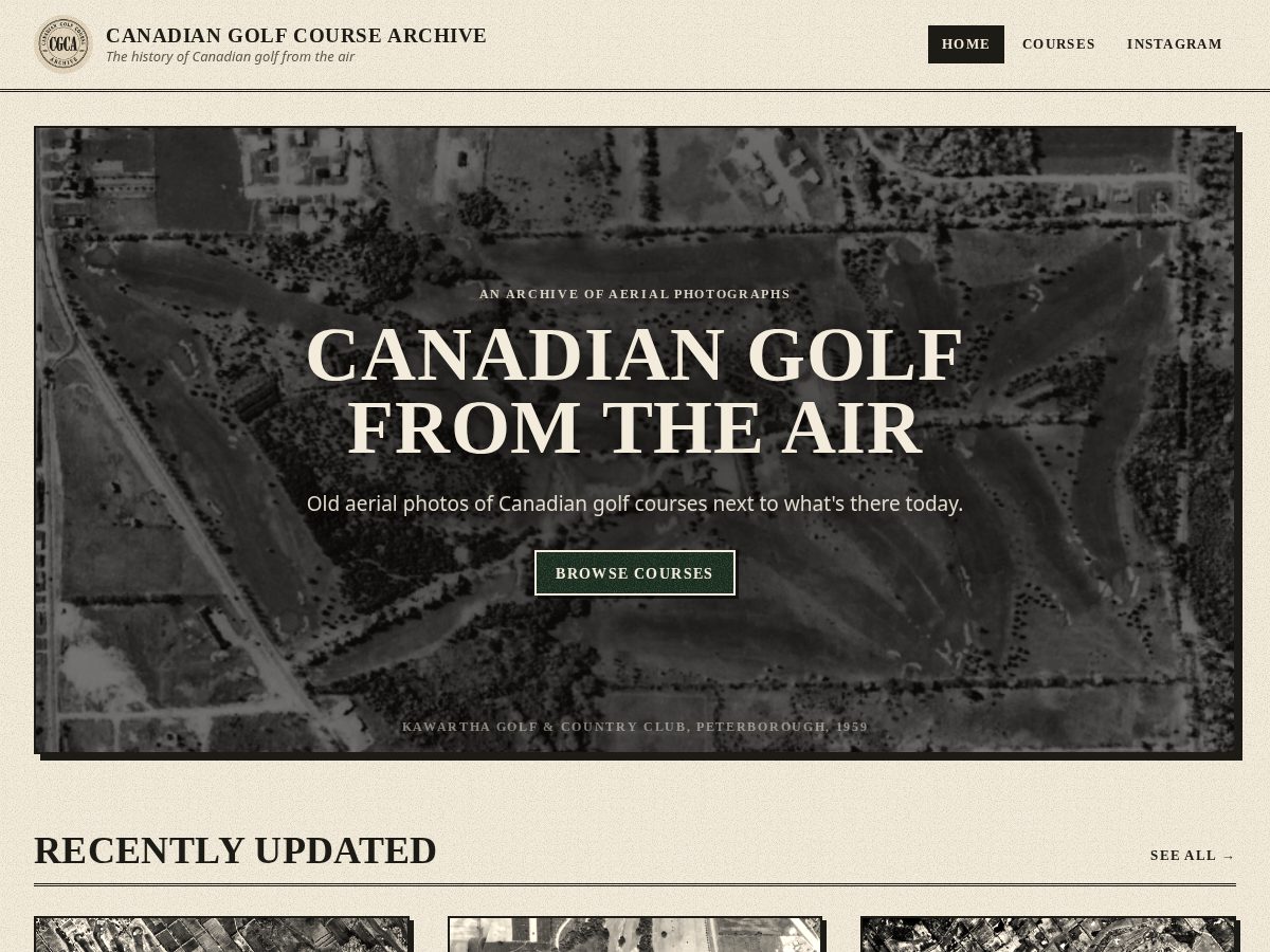 Landing-page snapshot of canadiangolfcoursearchive.com