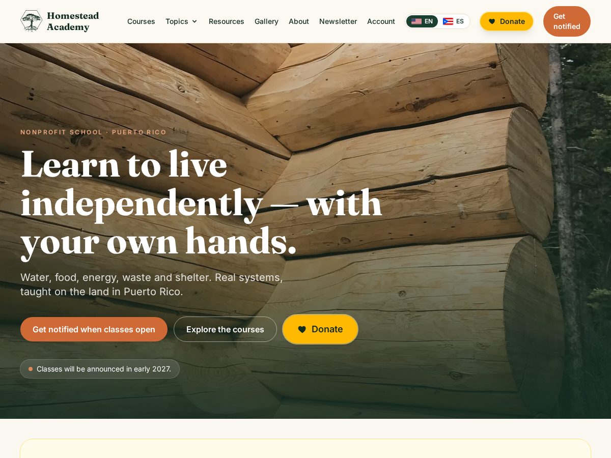 Landing-page snapshot of caribbeanhomesteadacademy.org