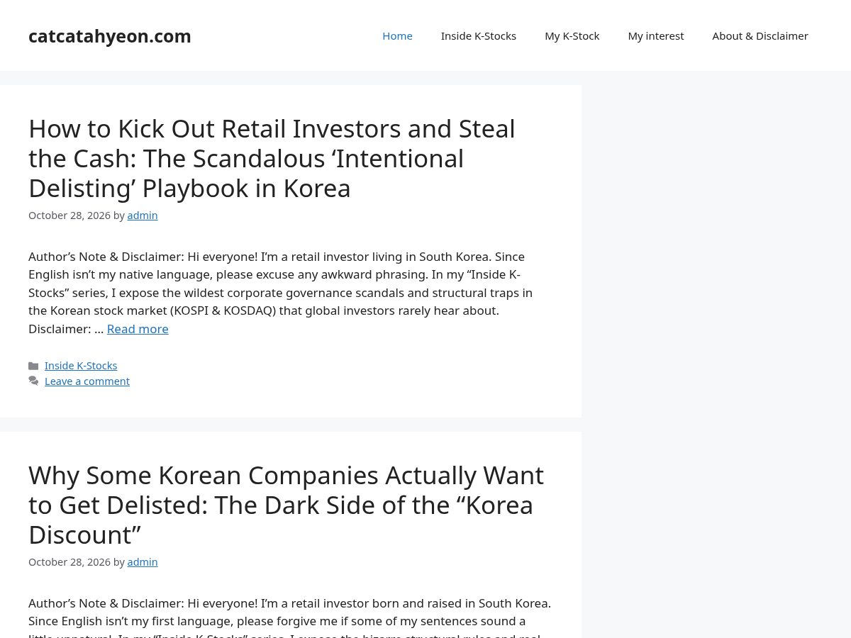 Landing-page snapshot of catcatahyeon.com