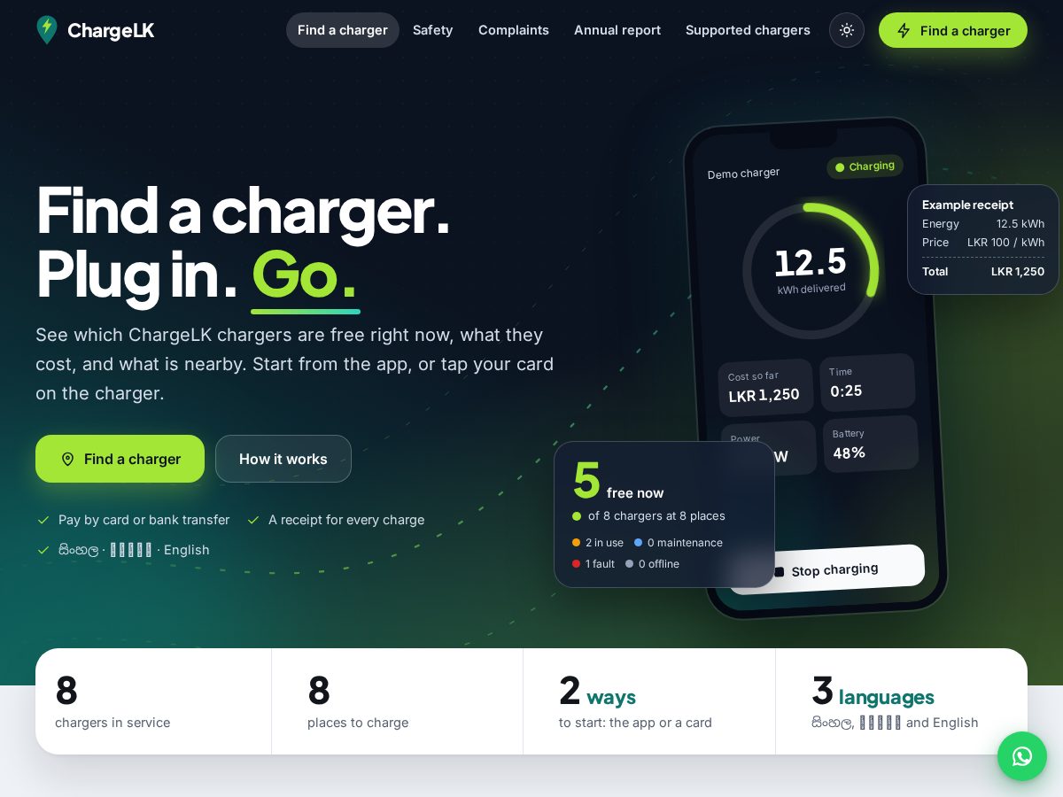 Landing-page snapshot of chargelk.com