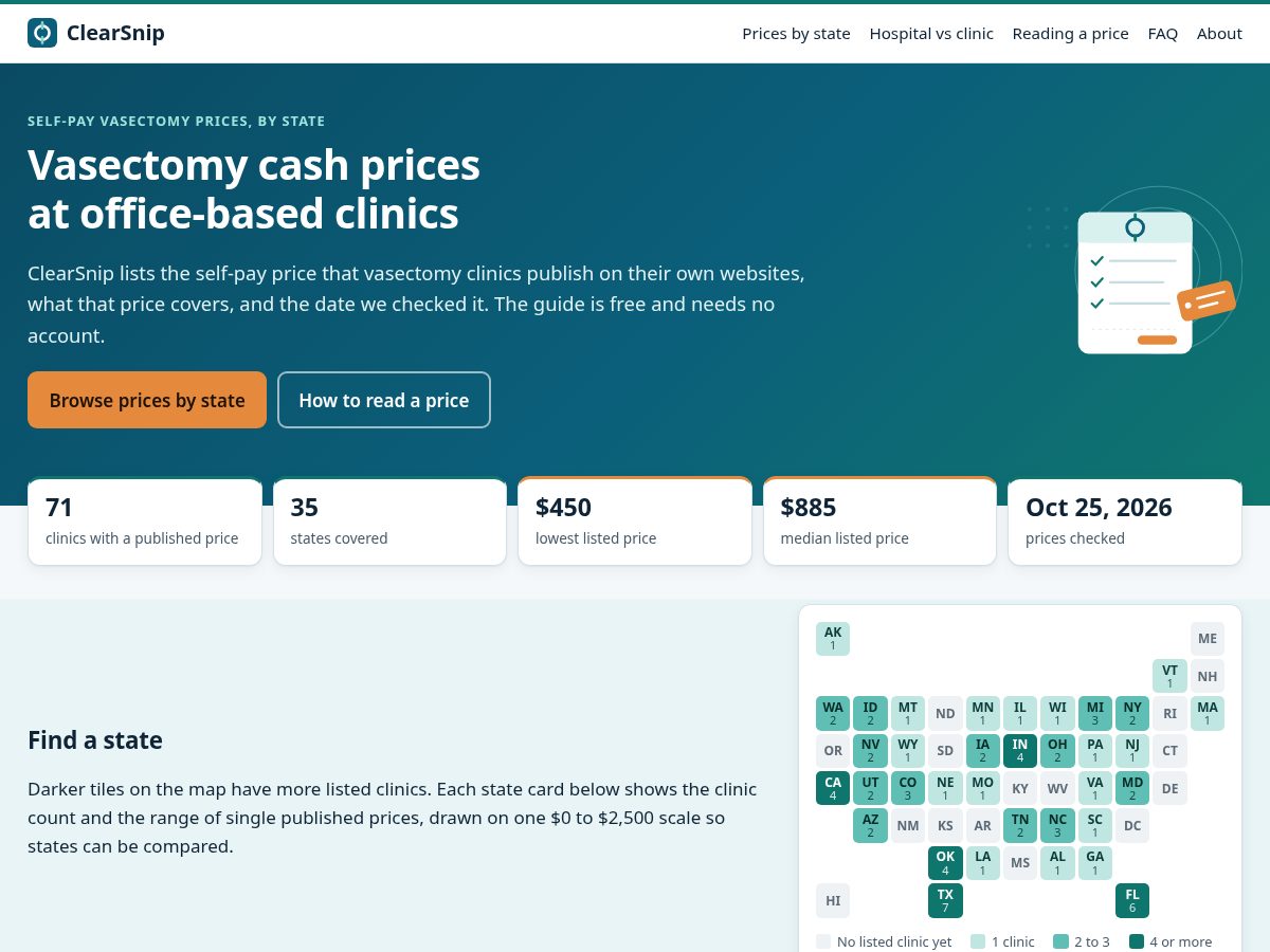 Landing-page snapshot of clearsnip.com