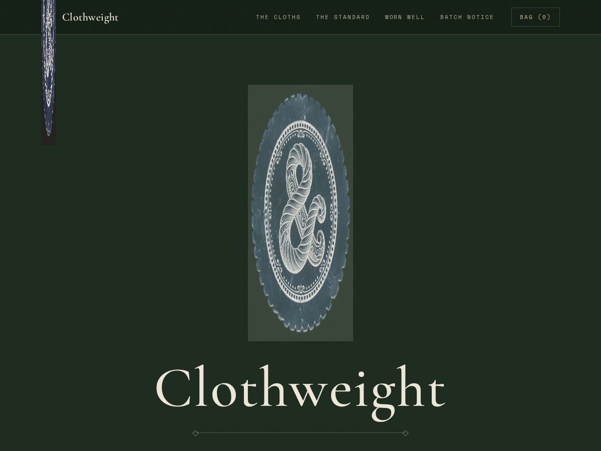 Landing-page snapshot of clothweight.com