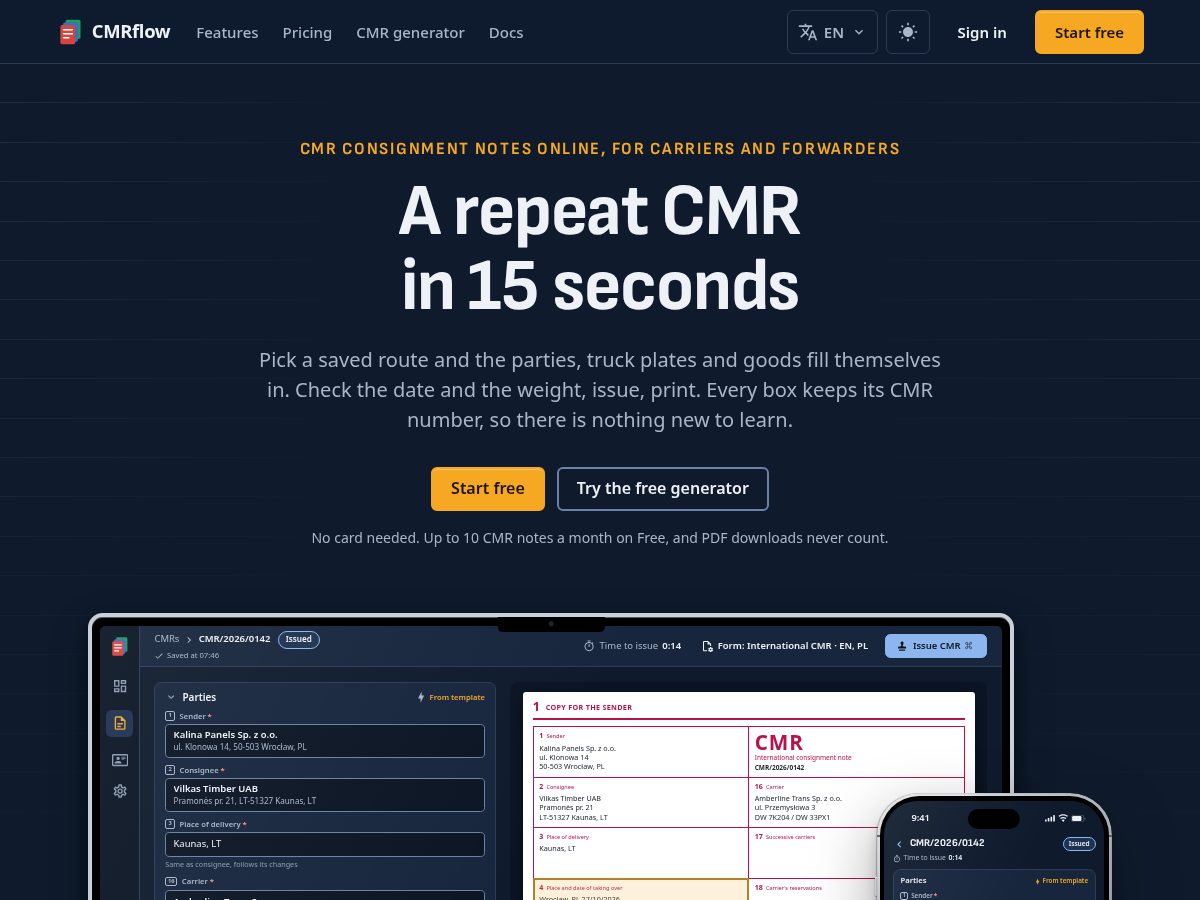 Landing-page snapshot of cmrflow.com