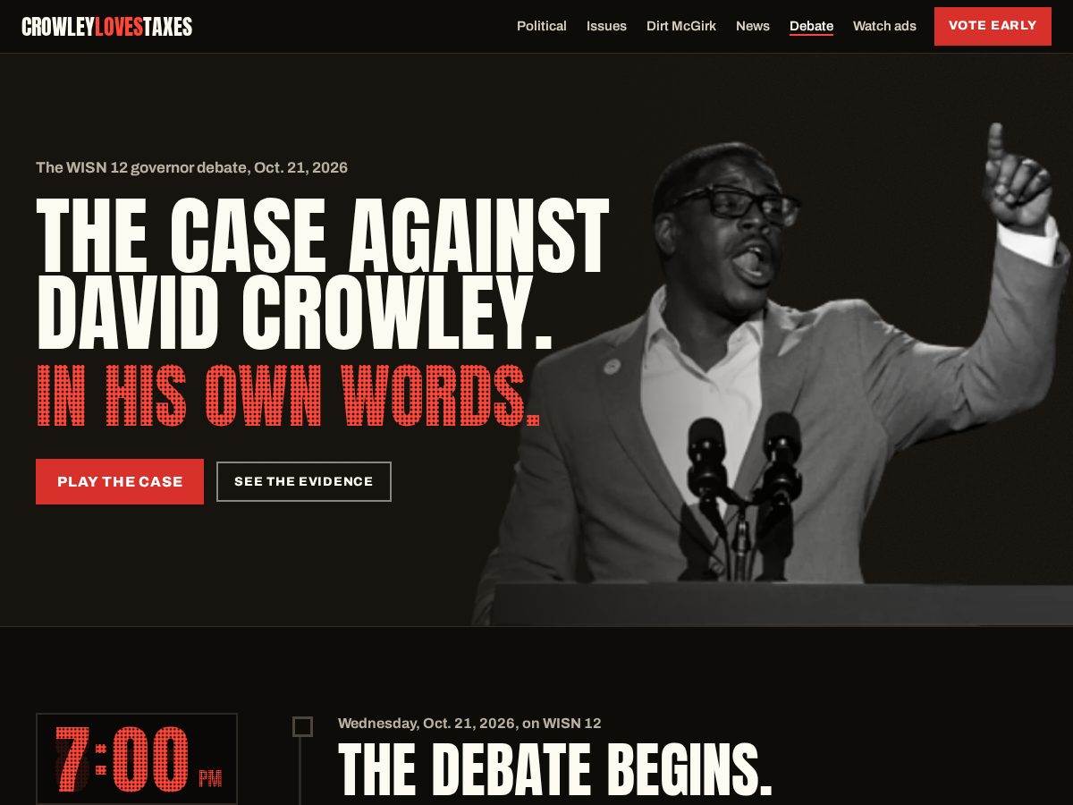 Landing-page snapshot of crowleydebates.com