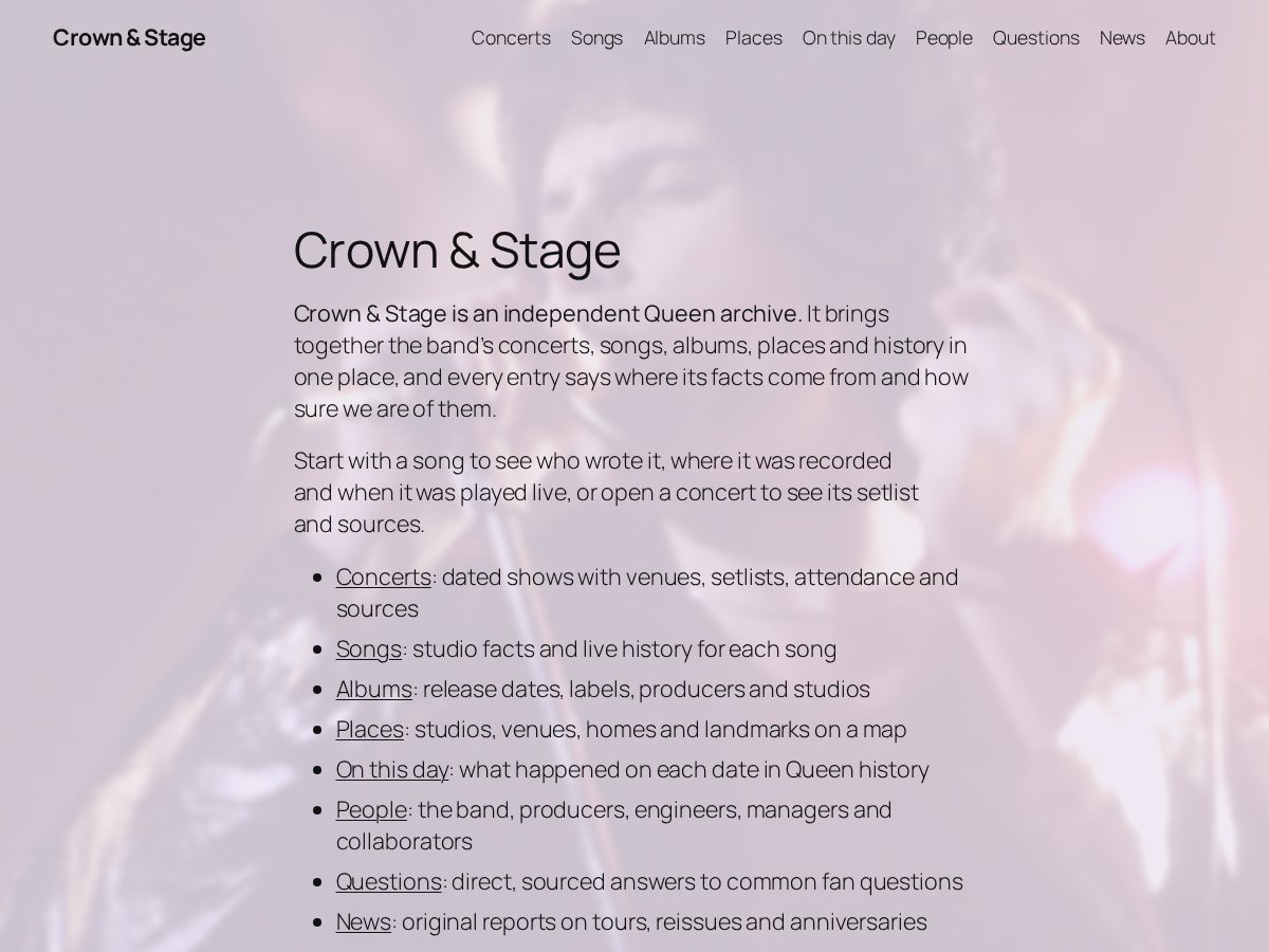 Landing-page snapshot of crownandstage.com