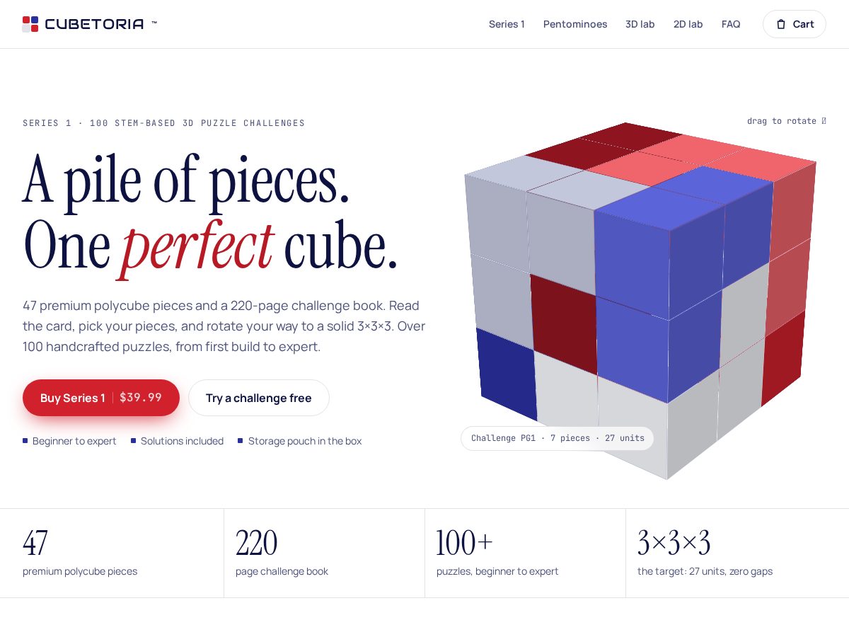 Landing-page snapshot of cubetoria.com