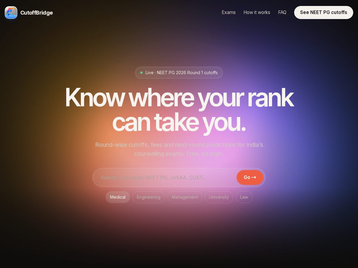 Landing-page snapshot of cutoffbridge.com