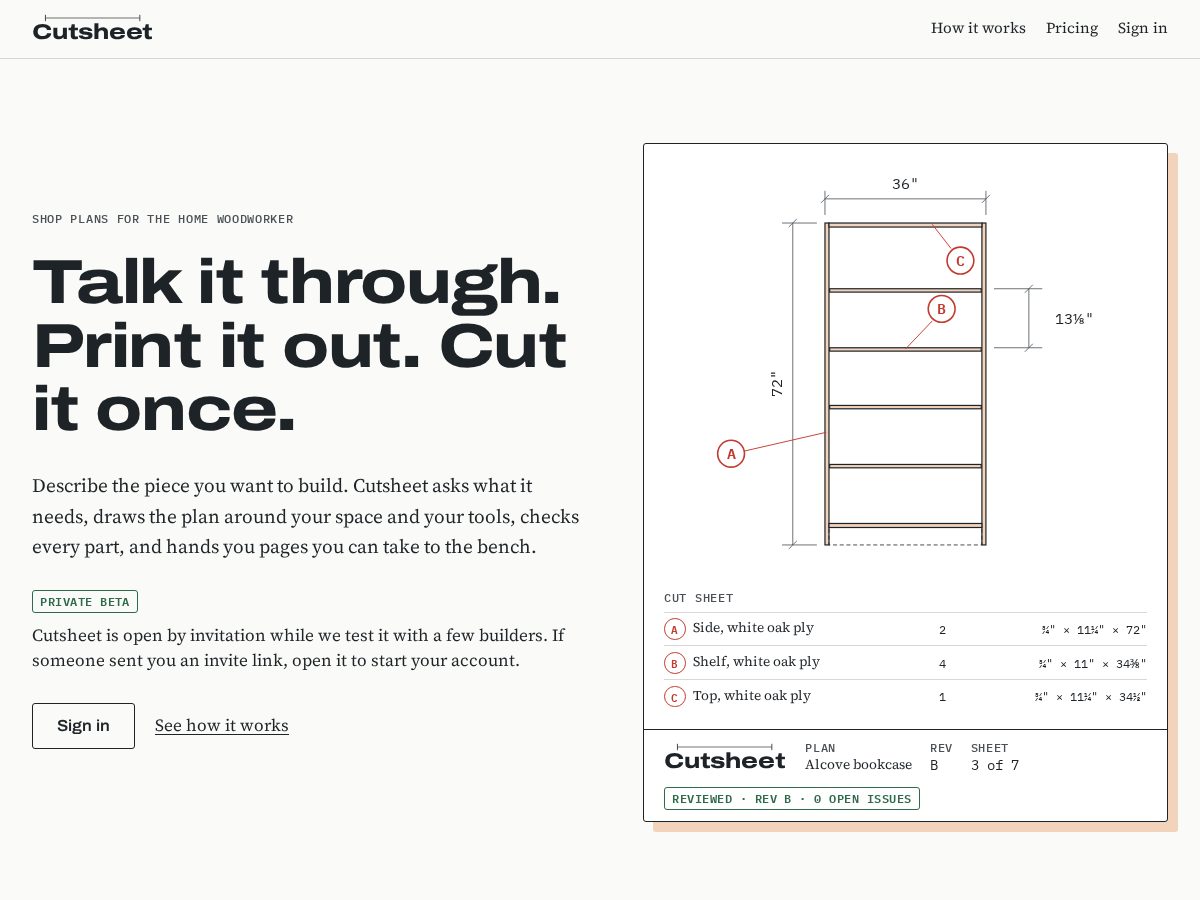 Landing-page snapshot of cutsheethq.com