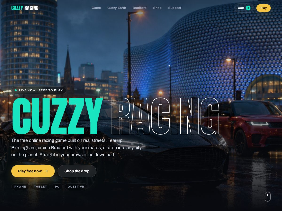 Landing-page snapshot of cuzzy-racing.com